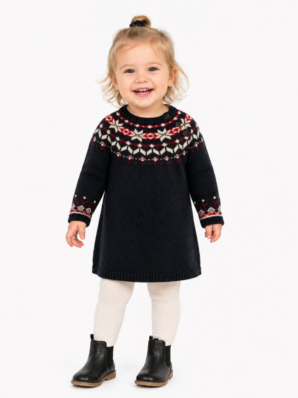 HANNA ANDERSSON Sno Happy Winter Solstice Cotton Sweater Dress 2T